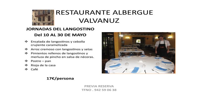 Jornadas del Langostino en Rte. Albergue de Valvanuz