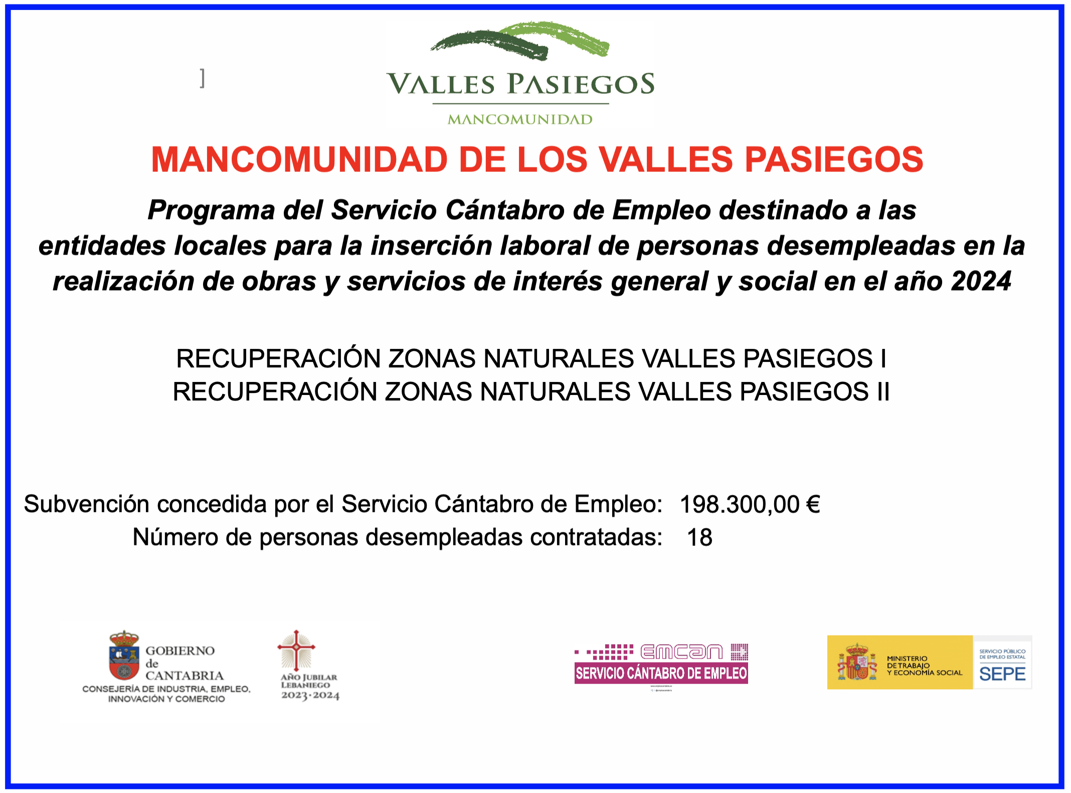 Mancomunidad Valles Pasiegos – Contratos Inserción 2024