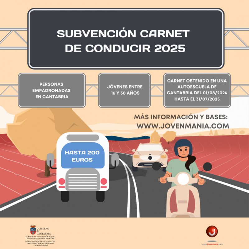 Subvención para la obtención de carnets de conducir 2025