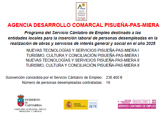 Selección CCLL Orden IND/61/2024 Agencia de Desarrollo Comarcal Pisueña – Pas – Miera Fase I. 2025.